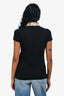 Burberry Brit Black Cotton Cap Sleeve Check Polo Short Sleeve Top Size S