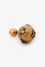 Christian Dior Aged Gold Tone 'Tribales' Charms Stud Earrings