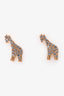 Christian Dior Gold Tone/Faux Pearl Crystal Studded Tribale Giraffe Earring