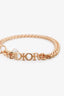 Christian Dior Gold Tone/Faux Pearl Chain Link Logo Toggle Bracelet