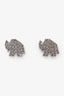Christian Dior Silver Tone/Crystal Studded Elephant Logo Earrings