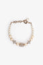 Pre-Loved Chanel™ White Strass/Resin Beads CC Station Bracelet