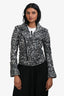 Balenciaga 2013 Black/White Lambskin Patterned Moto Jacket Size 38
