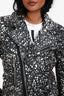 Balenciaga 2013 Black/White Lambskin Patterned Moto Jacket Size 38