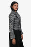 Balenciaga 2013 Black/White Lambskin Patterned Moto Jacket Size 38
