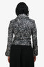 Balenciaga 2013 Black/White Lambskin Patterned Moto Jacket Size 38