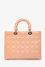 Christian Dior 2012 Light Peach Cannage Patent Large Lady Dior With Strap