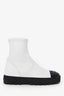 Pre-Loved Chanel™ 2022 White/Black Leather CC Logo Toe Cap Chelsea Boots Size 36.5