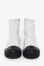 Pre-Loved Chanel™ 2022 White/Black Leather CC Logo Toe Cap Chelsea Boots Size 36.5