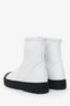 Pre-Loved Chanel™ 2022 White/Black Leather CC Logo Toe Cap Chelsea Boots Size 36.5
