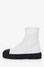 Pre-Loved Chanel™ 2022 White/Black Leather CC Logo Toe Cap Chelsea Boots Size 36.5