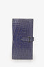 Hermès 2008 Purple Shiny Alligator Leather Bearn Wallet PHW