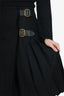 Burberry Black Wool Pleated Kilt With Buckles Size 4
