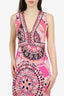 Emilio Pucci Pink Satin V-Neck Dress Size 42