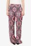 Pucci Pink/Multicolour Silk Straight Leg Pants Size 38