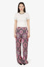 Pucci Pink/Multicolour Silk Straight Leg Pants Size 38