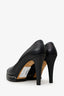 Pre-Loved Chanel™ Black Leather CC Cap Toe Chain Platform Pumps Size 40