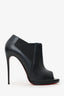 Christian Louboutin Black Leather Open Toe Ankle Boots Size 42