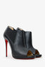 Christian Louboutin Black Leather Open Toe Ankle Boots Size 42