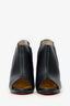 Christian Louboutin Black Leather Open Toe Ankle Boots Size 42