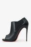 Christian Louboutin Black Leather Open Toe Ankle Boots Size 42