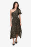 ASTR The Label Black/Gold Floral One Shoulder Midi Dress Size XS
