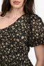 ASTR The Label Black/Gold Floral One Shoulder Midi Dress Size XS