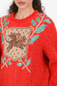 Gucci 2018 Red Wool 'Flying Tiger' Knitted Sweater Size M