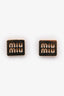 Miu Miu Gold Tone Metal Logo Earrings