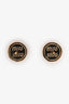 Miu Miu Gold Tone Metal Logo Earrings