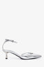 Prada Silver Metallic Leather Pointed Toe Pumps Size 37.5