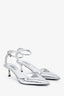 Prada Silver Metallic Leather Pointed Toe Pumps Size 37.5