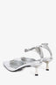 Prada Silver Metallic Leather Pointed Toe Pumps Size 37.5