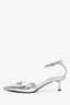 Prada Silver Metallic Leather Pointed Toe Pumps Size 37.5