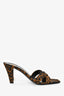 Saint Laurent Brown Leopard Print Grosgrain 'Jill' Mules Size 38