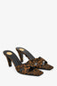 Saint Laurent Brown Leopard Print Grosgrain 'Jill' Mules Size 38
