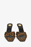 Saint Laurent Brown Leopard Print Grosgrain 'Jill' Mules Size 38