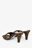 Saint Laurent Brown Leopard Print Grosgrain 'Jill' Mules Size 38