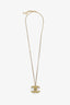 Pre-Loved Chanel™ Gold Tone Crystal Detail CC Logo Necklace