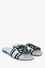 Christian Dior Light Blue Leather/Canvas 'Dway' Sandals Size 38