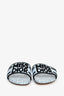 Christian Dior Light Blue Leather/Canvas 'Dway' Sandals Size 38