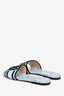 Christian Dior Light Blue Leather/Canvas 'Dway' Sandals Size 38