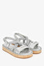 Pre-Loved Chanel™ Silver Metallic Leather Rope Detail Dad Sandals Size 38