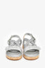 Pre-Loved Chanel™ Silver Metallic Leather Rope Detail Dad Sandals Size 38