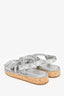 Pre-Loved Chanel™ Silver Metallic Leather Rope Detail Dad Sandals Size 38