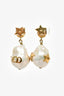Christian Dior Gold Tone Bee Faux Pearl Earrings