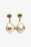 Christian Dior Gold Tone Bee Faux Pearl Earrings