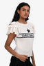 Christian Dior White Cashmere Logo Print Ruffle Sweater Size 36