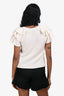 Christian Dior White Cashmere Logo Print Ruffle Sweater Size 36
