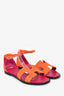 Hermès Orange Suede/Pink Leather Santorini Sandals Size 37
